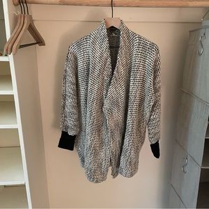Club Monaco Wool-Cotton Blend Cocoon Sweater Open Cardigan